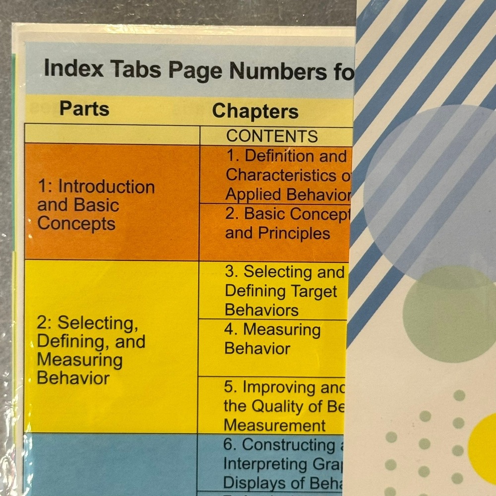 Index Tabs for Applied Behavior Analysis 3rd Edition Cooper Book Dividers - Picture 2 of 4